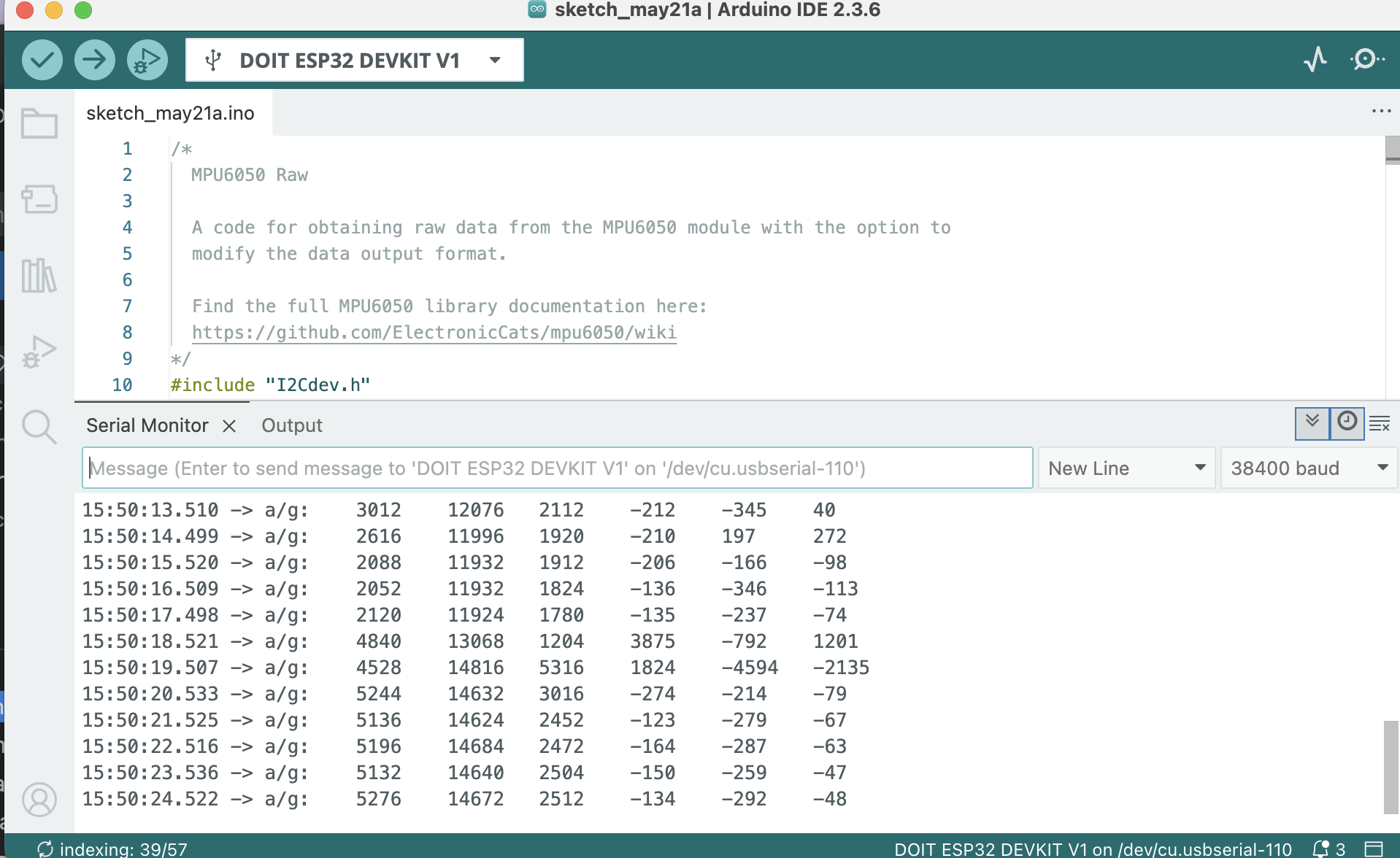 Serial Monitor Output